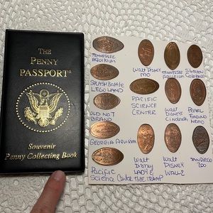 The Penny Passport with 14 collectors flattened Pennies